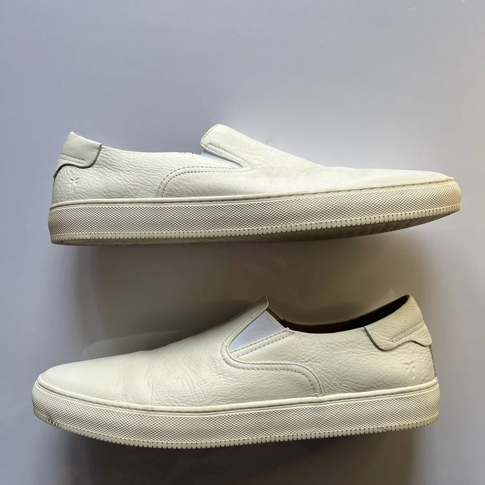 FRYE White Leather Slip-On Shoes‎